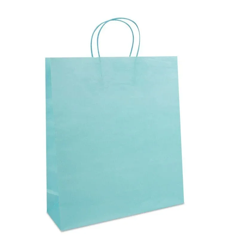 Paper Carrier Bags Blue 35+12x40cm Twisted Handles + Cardboard Base