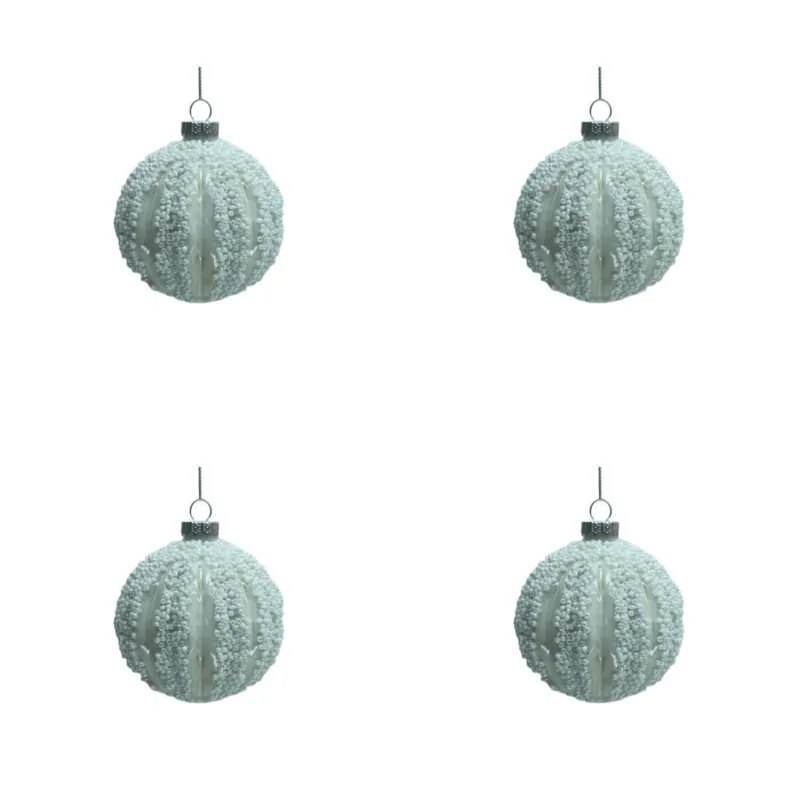 4 Stk. Christbaumkugeln mit Perlen