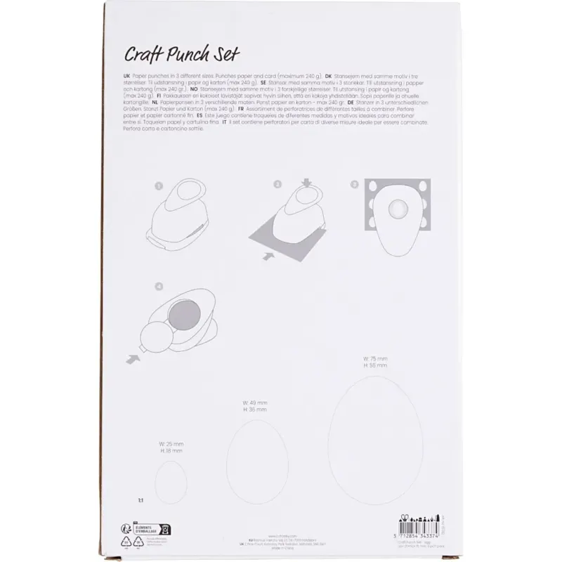 Craft Punch Set, egg, size 25+50+76 mm