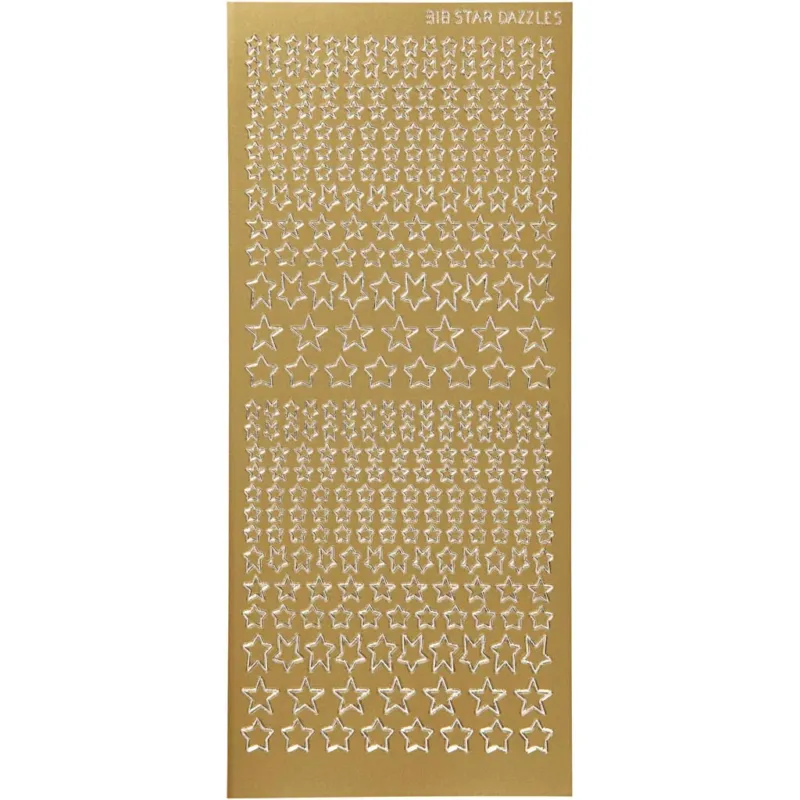 Stickers, stars, sheet 10x23 cm, gold, 1 sheet