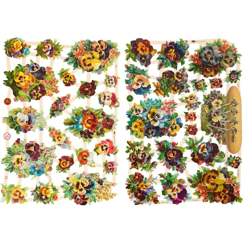 Vintage Die-Cuts, pansy, sheet 16,5x23,5 cm, 2 sheet