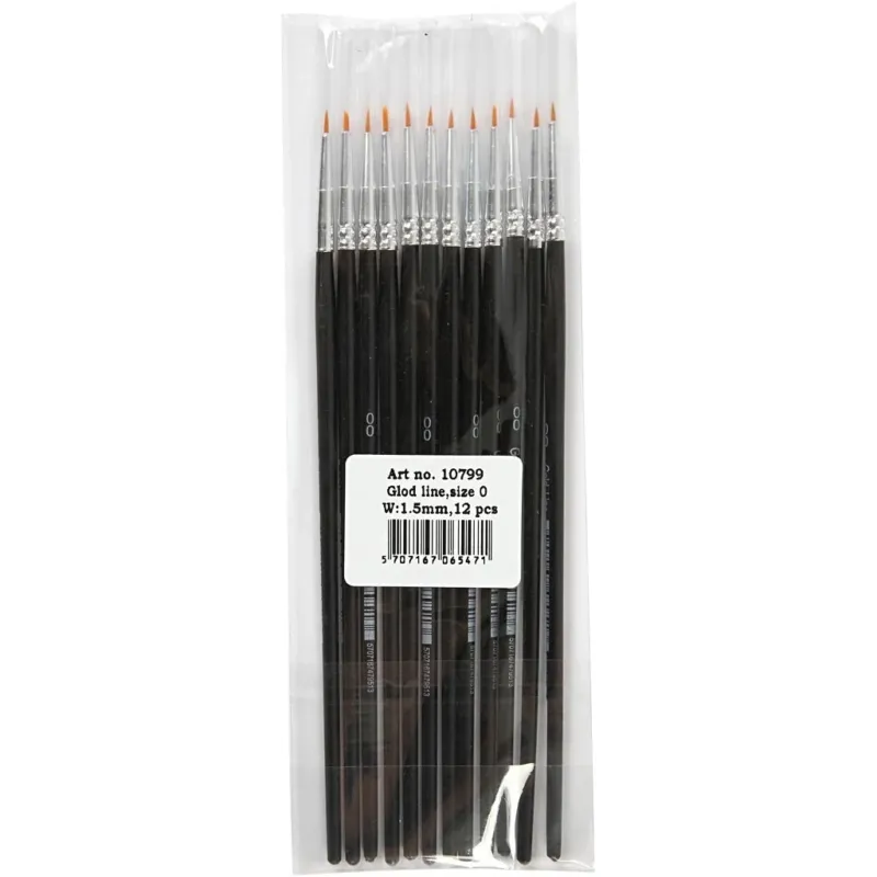 Gold Line Pinsel, Nr. 1, L 17 cm, B 1,5 mm, rund, 12 Stk/ 1 Pck [HOB-10799]