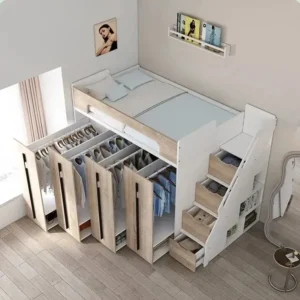 Space-Saving Pull-Out Cabinet Loft Bed - Image 0