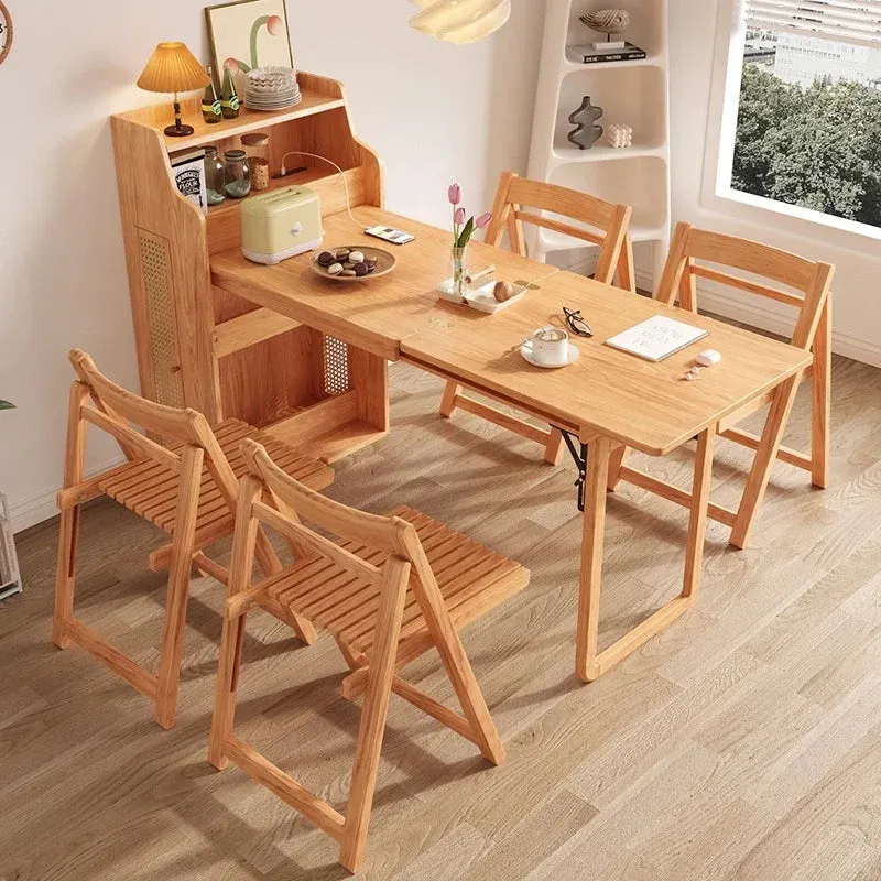 Hidden Cabinet Space Saver Foldable Dining Table Chair Set - Image 0