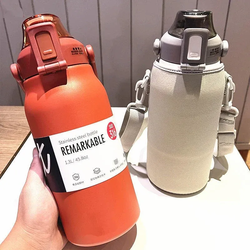 Stainless Steel Built-in Straw Camping Thermos - Image 0