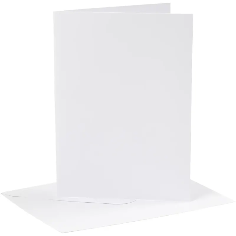 Cards and envelopes, card size 12,7x17,8 cm, envelope size 13,3x18,5 cm, 230 g, white, 4 set