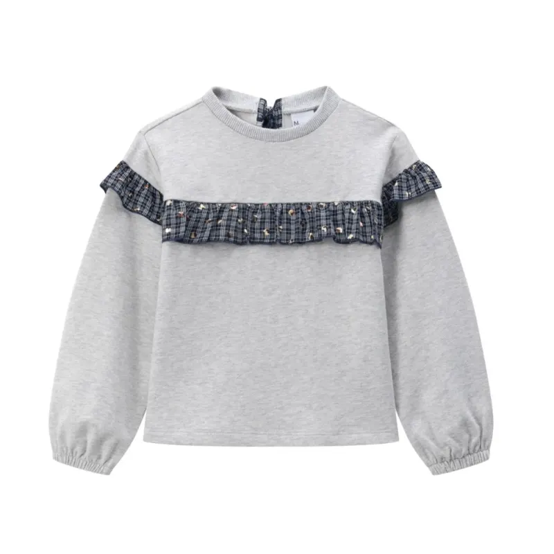 Sweatshirt mit Rüschendetails und Schleife grau