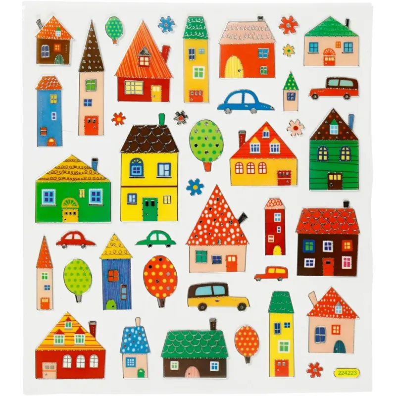 Stickers, city, sheet 15x16,5 cm, 1 sheet
