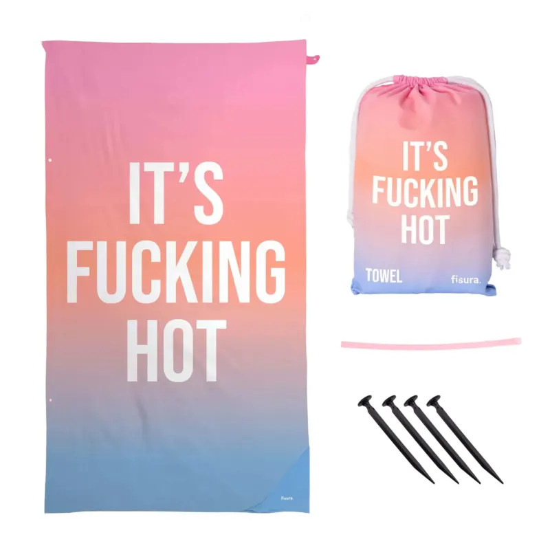 Strandtuch "It's Fucking Hot" – Mikrofaser · 180 × 100 cm | Fisura