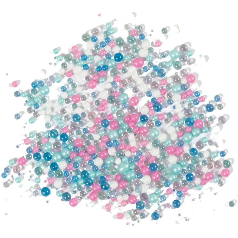 Mini Glass Beads, size 0,6-0,8+1,5-2+3 mm, pastel colours, 600g/ 1 tub
