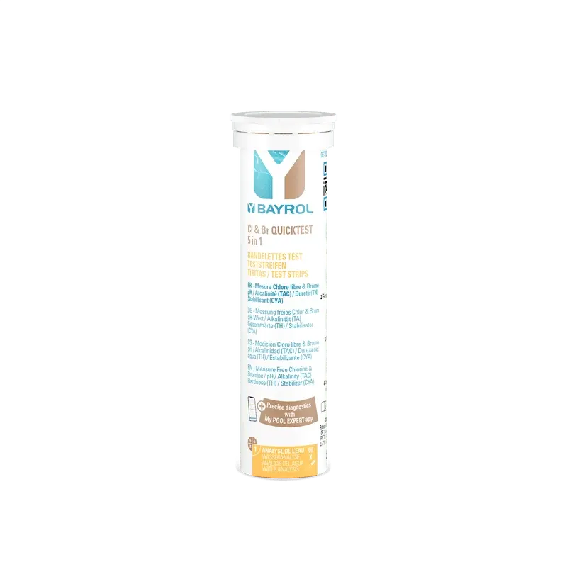 BAYROL BY Cl&Br Quicktest Teststreifen 5 in 1 | Dose (50 Streifen)