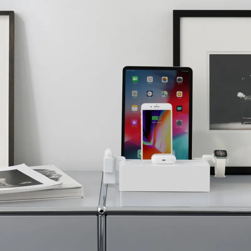 Qi-Ladestation "Alldock Pro" – Weiß · 4× USB-C · 90 W | Alldock