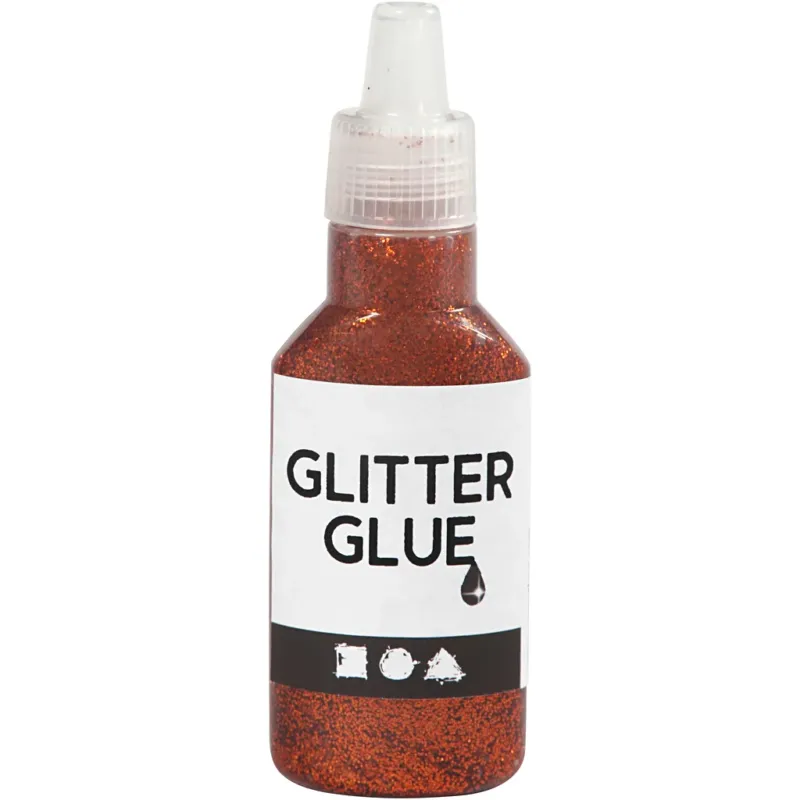 Glitter Glue, orange, 25 ml/ 1 bottle