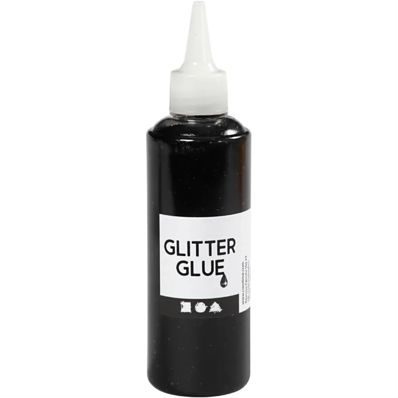 Glitter Glue, black, 118 ml/ 1 bottle