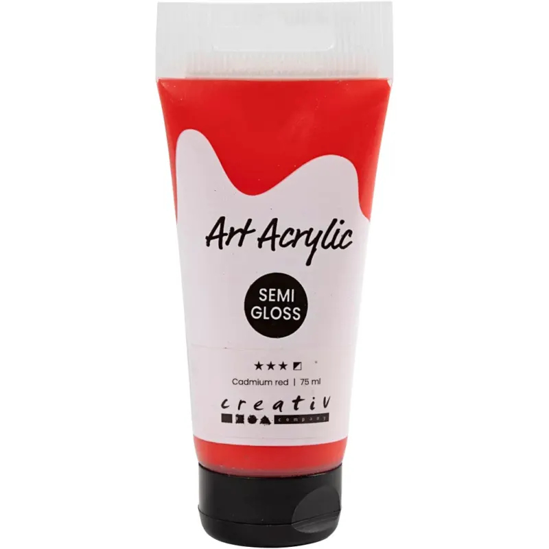 Art Acrylic, semi-glossy, semi opaque, cadmium red, 75 ml/ 1 bottle