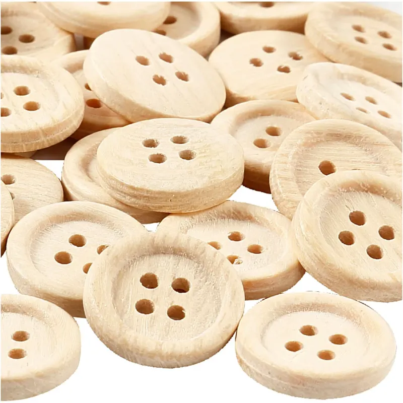Wooden Buttons, dia. 23 mm, 4 holes, 30 pc