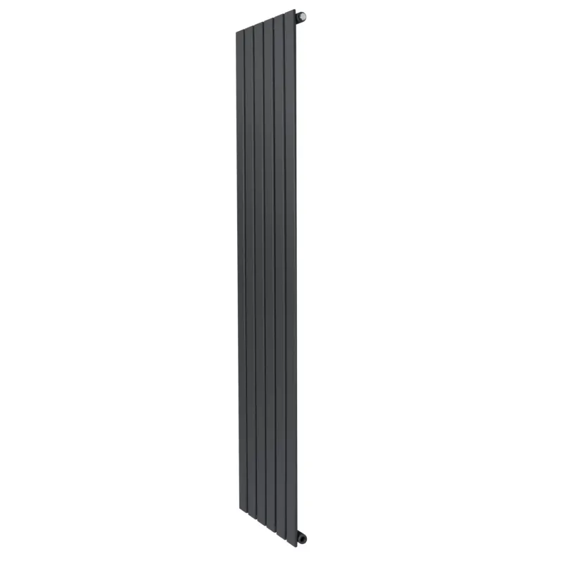 Flachheizkörper in Anthrazitgrau, 1800mm x 420mm, mit schlanken, vertikalen Lamellen und glatter Oberfläche für modernes Raumdesign