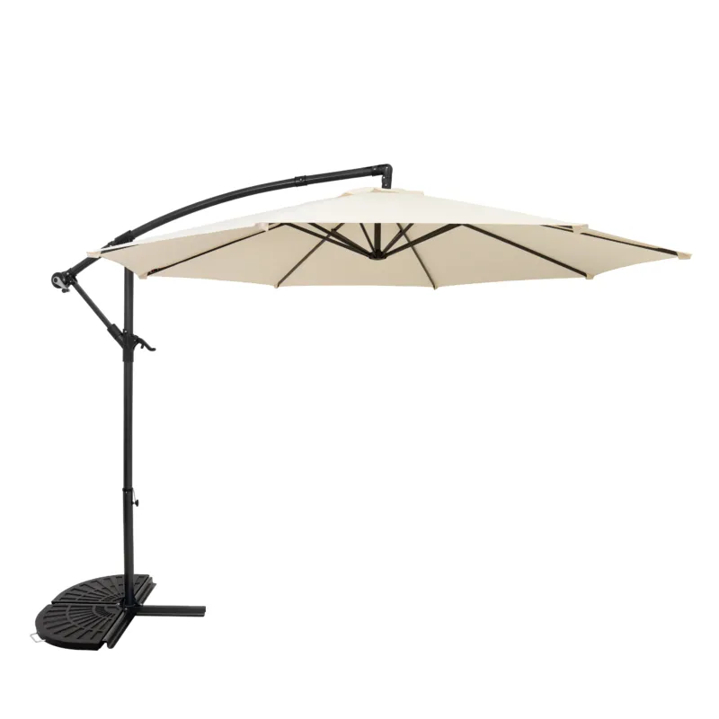 Ausleger-Sonnenschirm 3m mit Halbem Beschwerfuß – Creme
