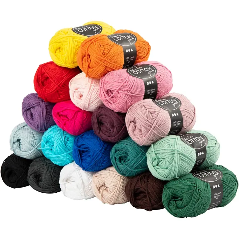 Cotton Yarn, no. 8/4, L: 170 M, Content may vary , assorted colours, 20x50 g