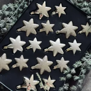 Weihnachtskugeln mit Sternen - Set mit 16 Stück