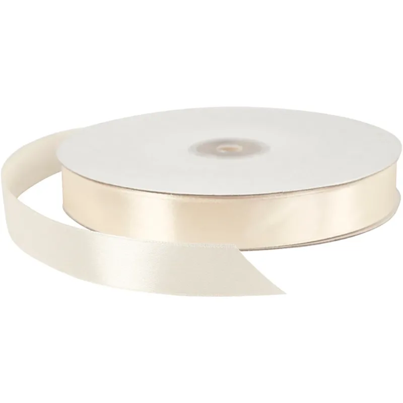 Satin Ribbon, W: 20 mm, off-white, 100 m/ 1 roll