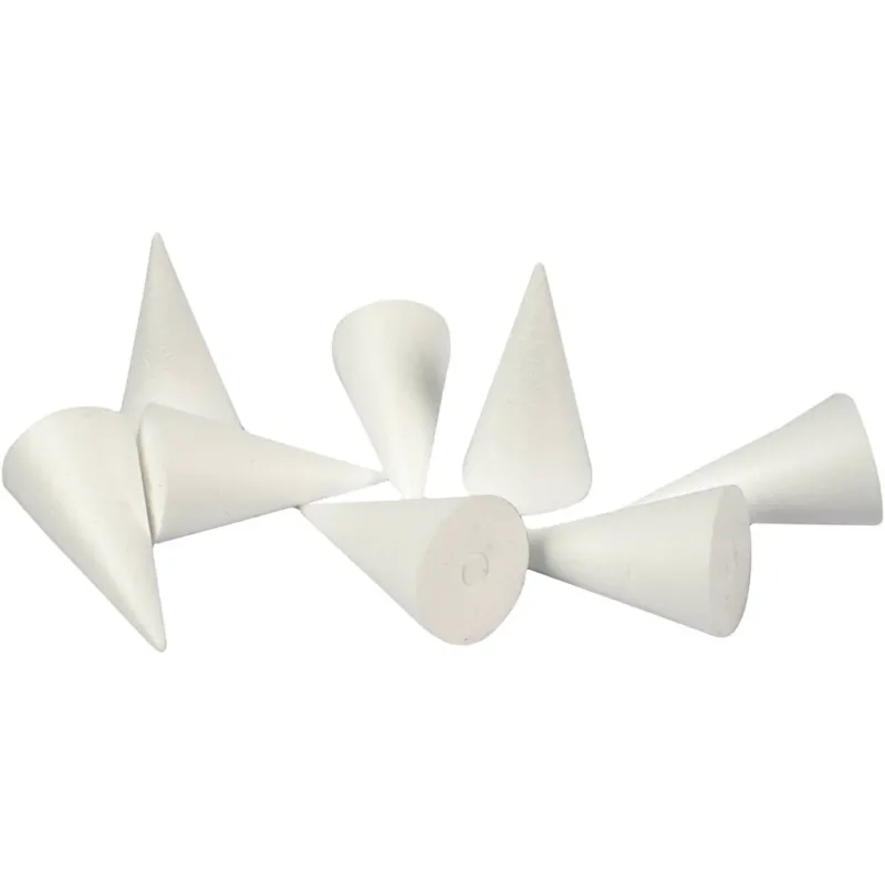 Cone, H: 11 cm, dia. 5,5 cm, white, 50 pc