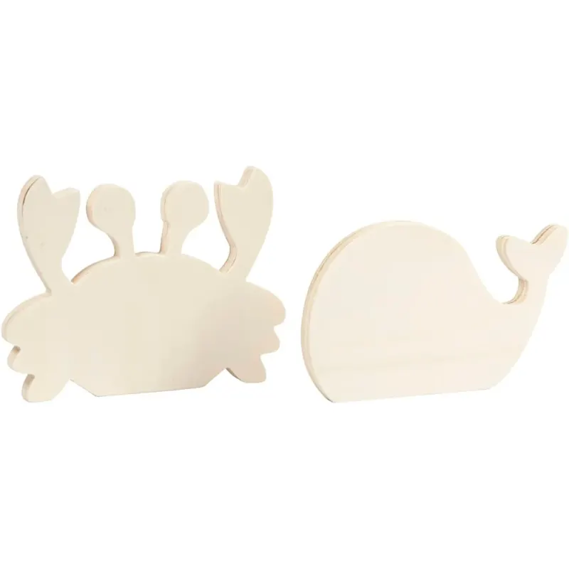 Sea life figures, Crab and whale, H: 9,5-12 cm, W: 16 cm, thickness 1,2 cm, 2 pc