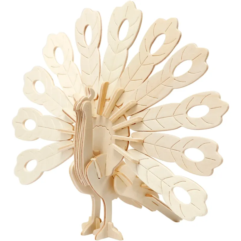 3D Construction figure, peacock, size 10x20,5x17,5 cm