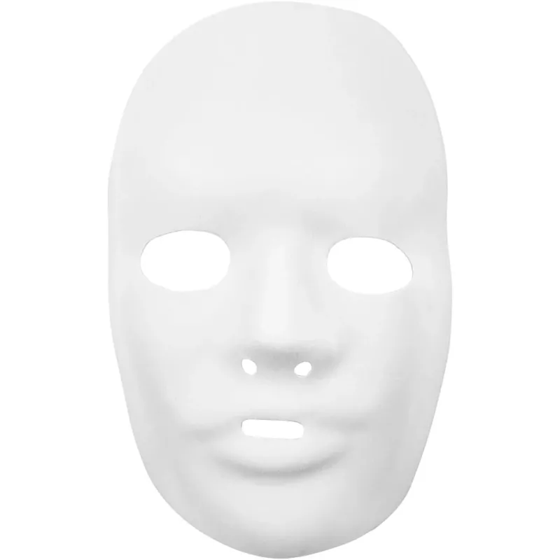 Full Face Masks, H: 24 cm, W: 15,5 cm, white, 12 pc