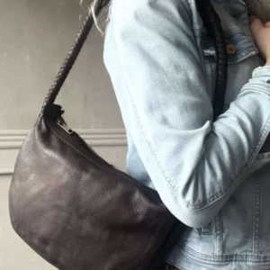 Handtasche mit schönem geflochtenem Riemen - Braun