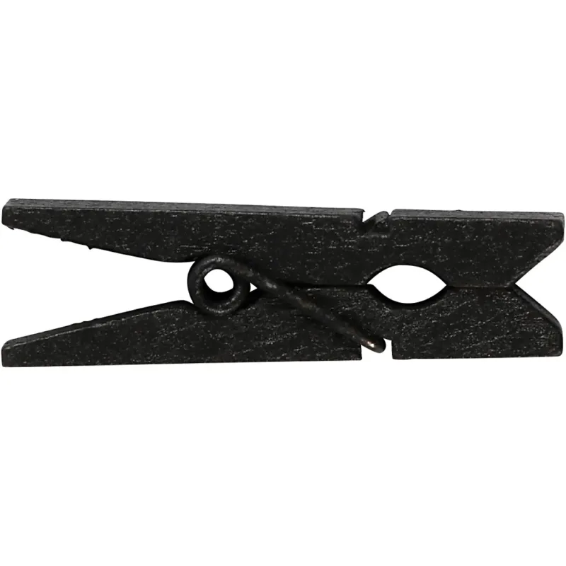 Mini Clothes Peg, size 35x7 mm, thickness 9 mm, black, 20 pc