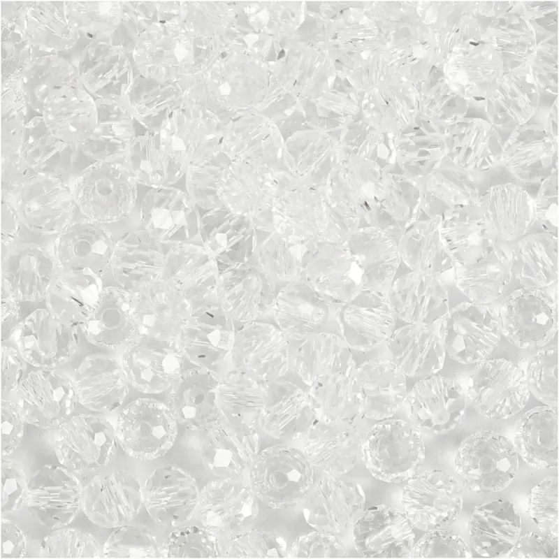 Faceted Beads, size 3x4 mm, hole size 0,8 mm, crystal, 100 pc