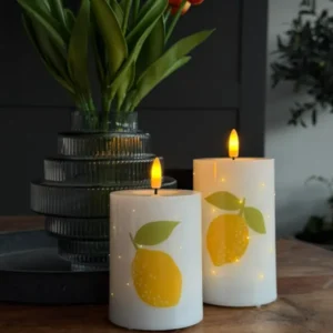 LED Stumpenkerzen TWINKLE Citrus - Set mit 2 Stk.