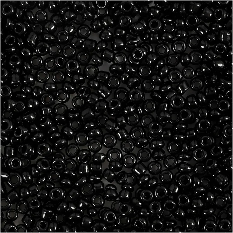 Rocaille Seed Beads, dia. 2 mm, size 12/0, hole size 0,8 mm, black, 25 g