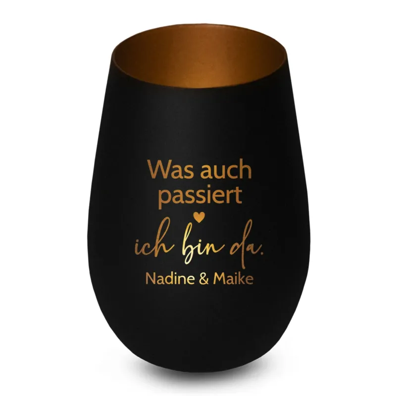 Bild: Personalisiertes Windlicht - Was auch passiert ich bin da - mit Namen.