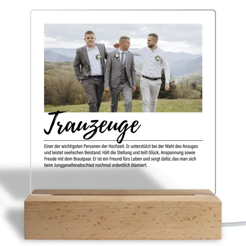 Bild: Personalisiertes Acryl Glasbild - Definition Trauzeuge - Fotogeschenk als Dankeschön mit Foto.