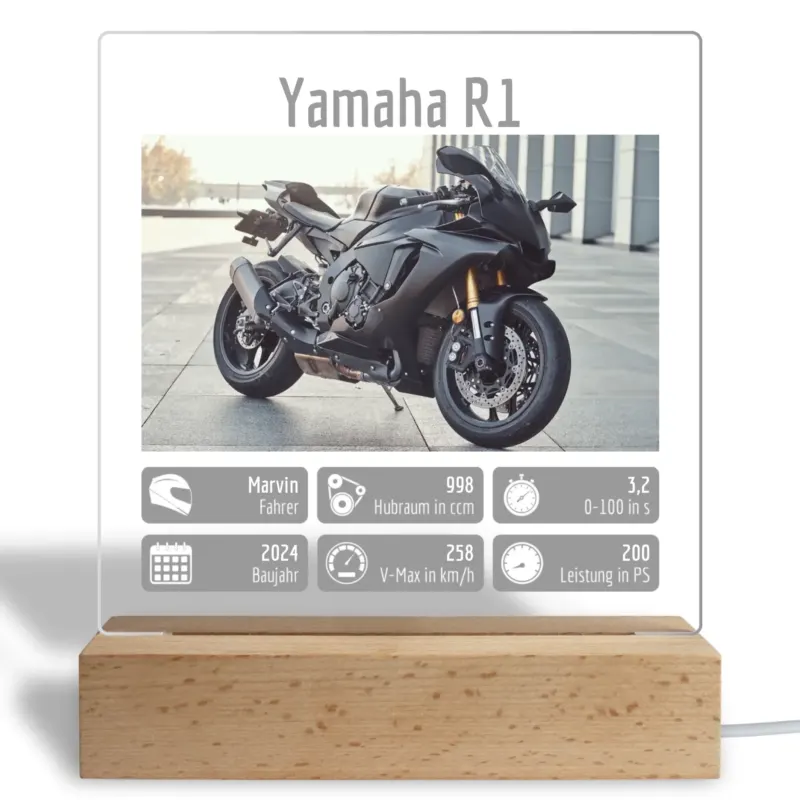 Bild: Personalisiertes Acryl Glasbild - Fotogeschenk mit Motorrad - Geschenk für Motorradfahrer.