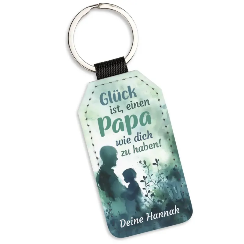 Bild: Personalisierter Schlüsselanhänger - Glück ist, einen Papa wie dich zu haben + Name.