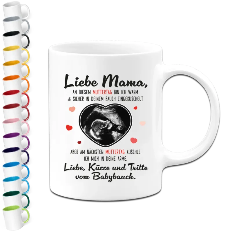 Ultraschallbild Tasse - Diesen Muttertag noch in Mamas Bauchen - Für Mama, Papa, Oma, Opa, Tante & Onkel