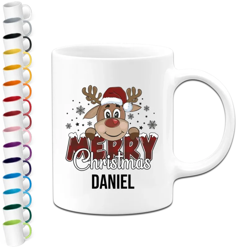 Bild: Personalisierte Weihnachtstasse - Merry Christmas Rentier - Tasse mit Name.