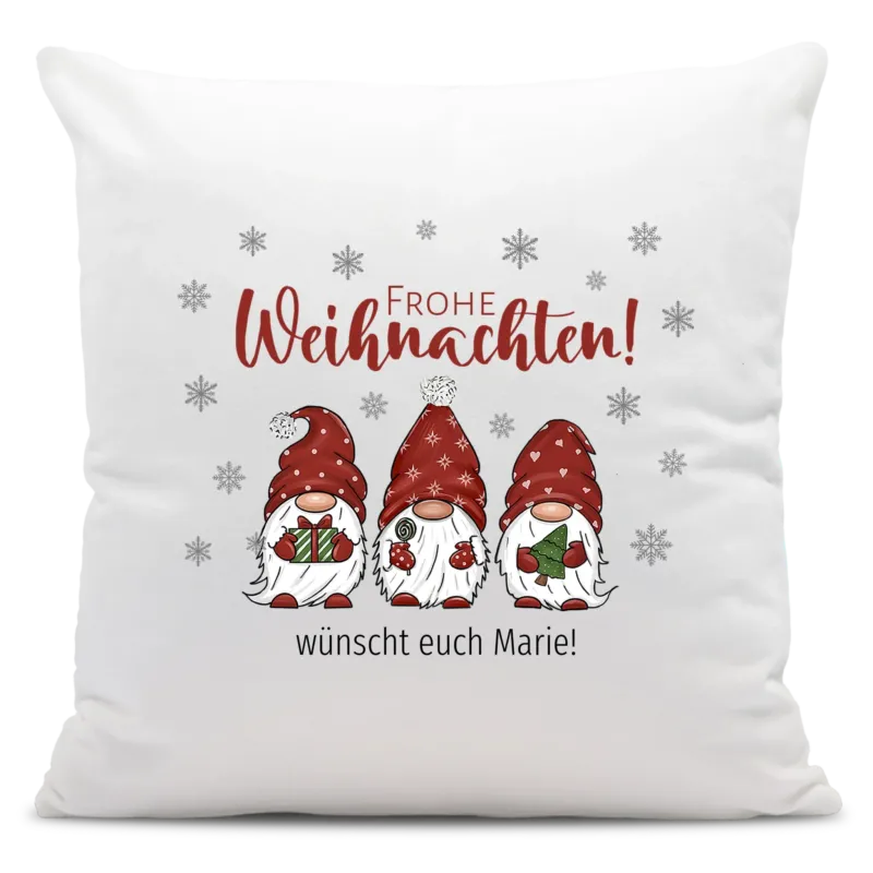 Bild: Personalisiertes Wichtel Weihnachts-Kissen - Frohe Weihnachten mit Name.