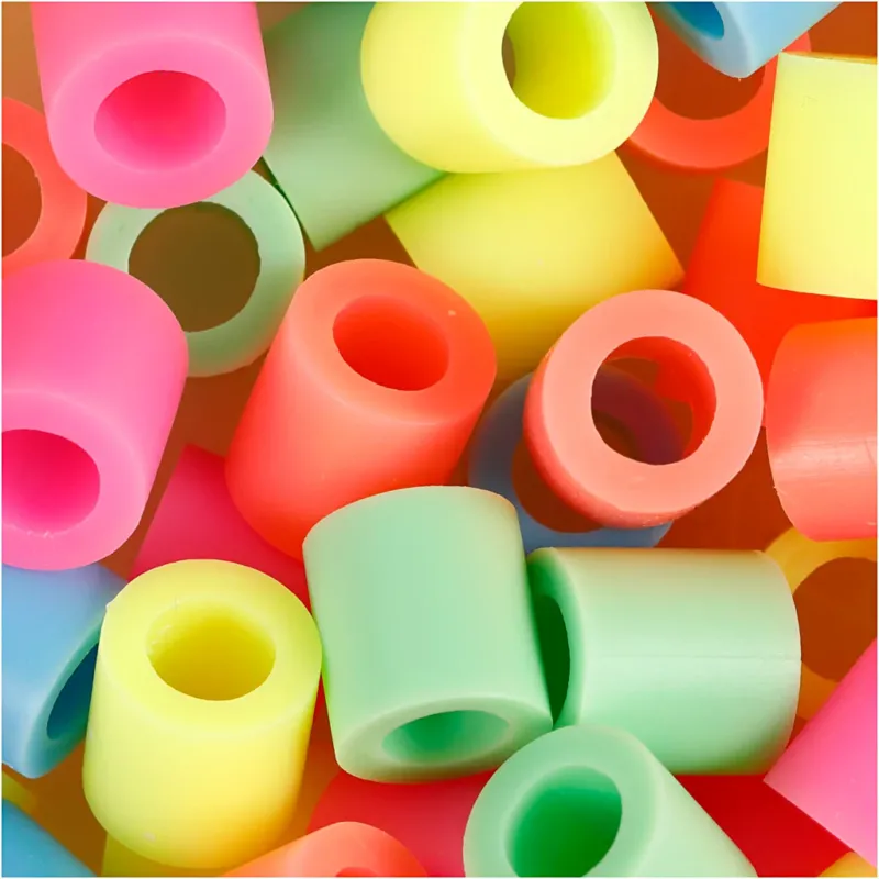 Fuse Beads, size 10x10 mm, hole size 5,5 mm, JUMBO, pastel colours, 3200 asstd.