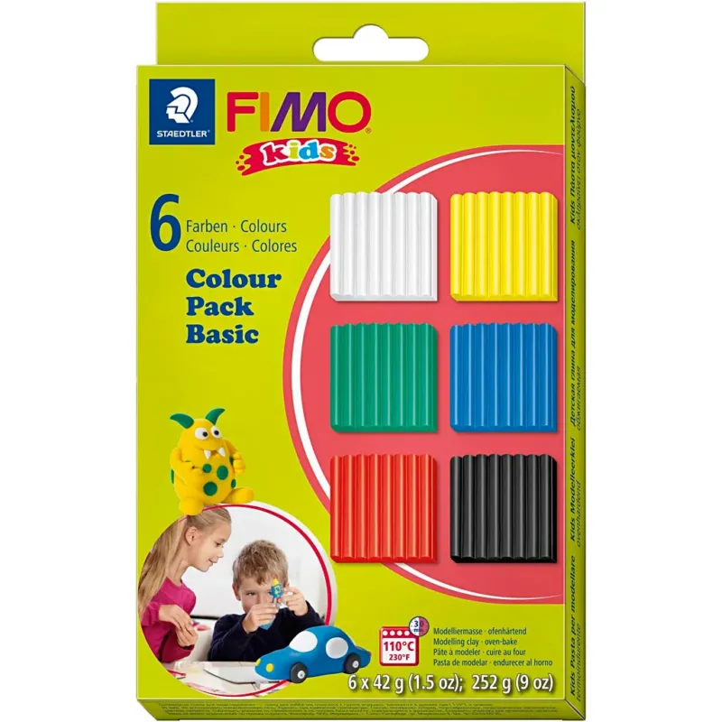 FIMO® Kids Clay, standard colours, 6x42 g