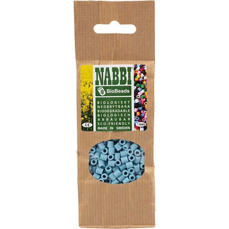 NABBI BioBeads, size 5x5 mm, hole size 2,5 mm, medium, pastel green, 1000 pc