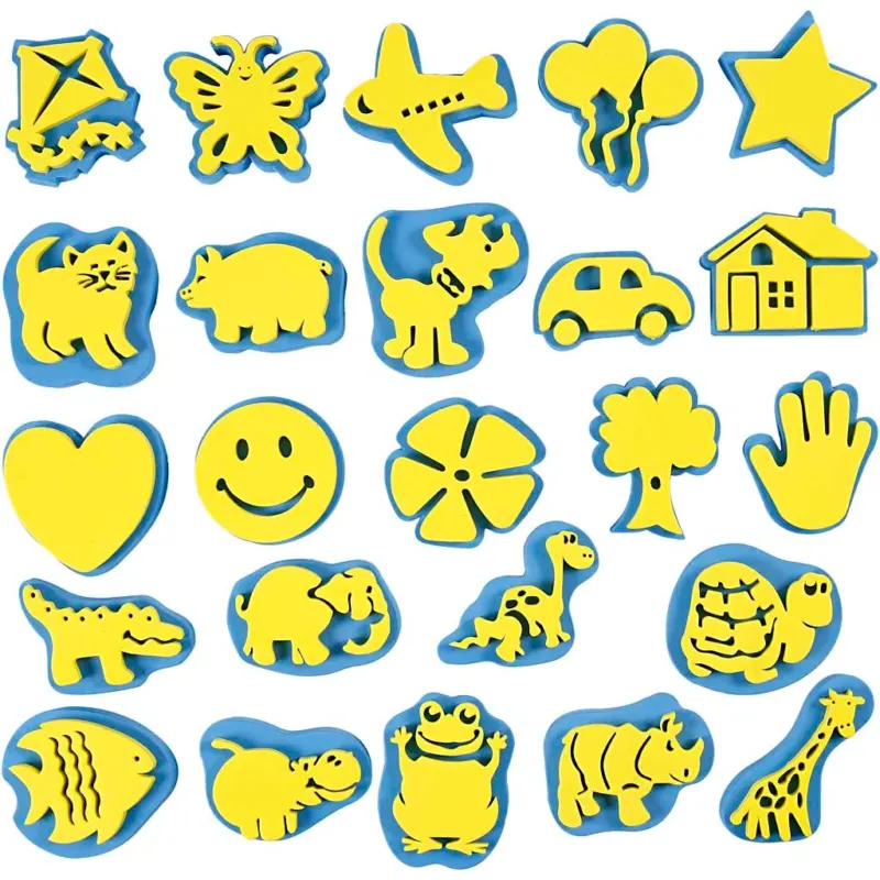 Foam Stamp Set, H: 6-8 cm, W: 6-8 cm, 24 pc