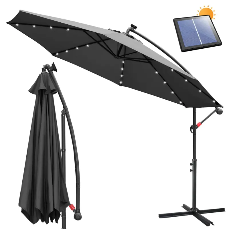 BMOT Ampelschirm 3m/3.5m mit Solar LED