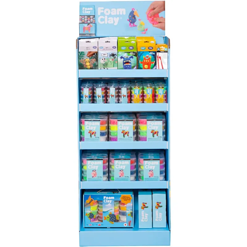 Floor Display Foam Clay®, H: 1560 mm, D. 390 mm, W: 580 mm, assorted colours, 102 sales units