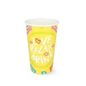 Milkshake cup Carton medium 450ml Ø9 cm 16oz Yellow FSC®Mix (500 pcs)