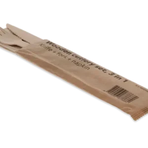 Wooden cutlery set 3/1 knife + Fork + Napkin (250 pcs)