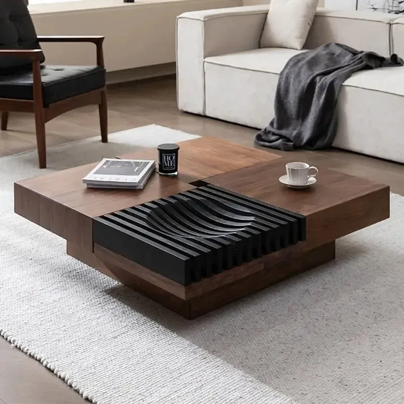 Sculpted Wave Centerpiece Wooden Coffee Table - Image 0